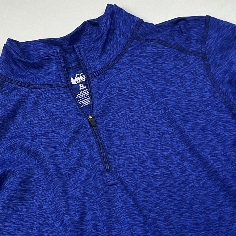 REI Co-op Quarter Zip Pullover Womens XL Blue Space Dye Performance Hiking Top